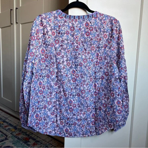 NWT Talbots Long-Sleeve Cotton Floral Popover Blouse, Size M - Picture 3 of 5